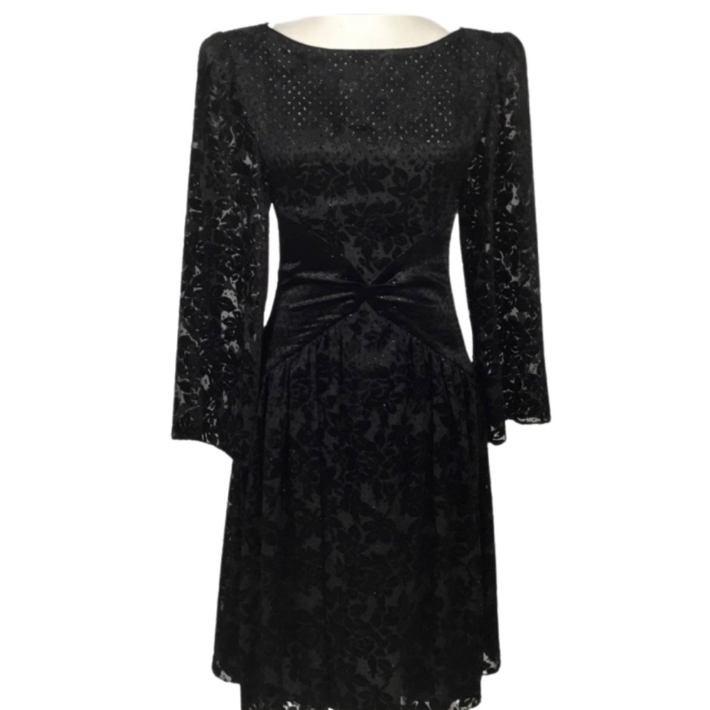 Hanae Mori Boutique Vintage Black Dress Size 4